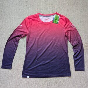 NEW Headsweats Long Sleeve Running Tech Shirt Women's Small Pink Purple Gradient